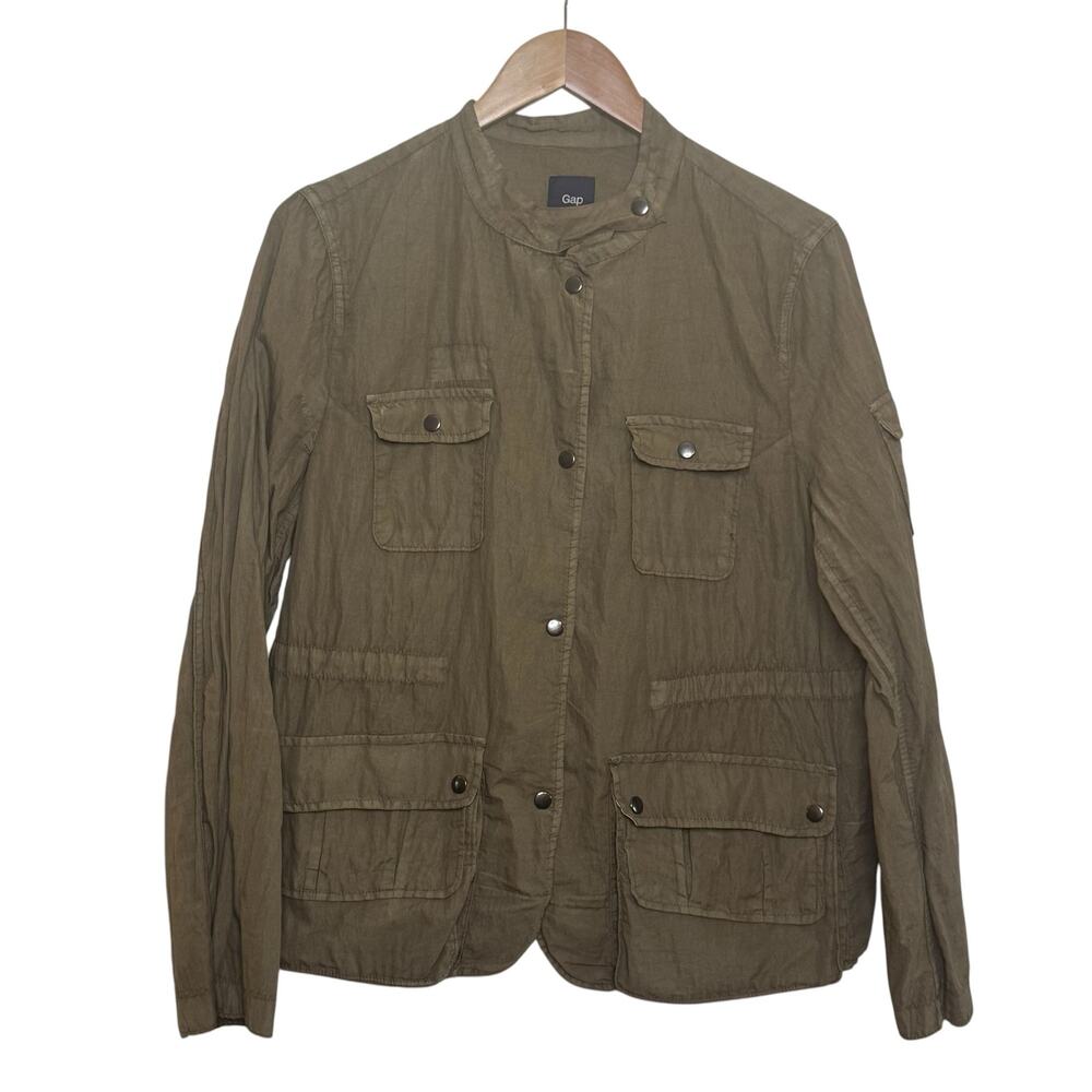 Gap Olive Green Cotton Blend Cinch Waist Utility Jacket XL